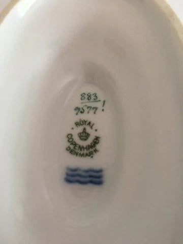 Royal Copenhagen Golden Horns with Orange Band Oval Sauce Bowl No 883/9477