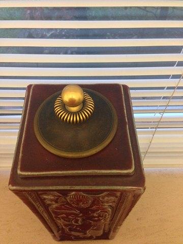 Royal Copenhagen Jais Nielsen Stentøjsvase med Bronze låg af Knud Andersen No 20611