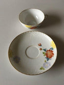Royal Copenhagen No 93 White Half Laced w. Flowers and Gold Teacup and Saucer