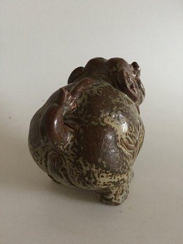 Royal Copenhagen Steingut Elefantenfigur von Knud Kyhn in Sung-Glasur Nr. 20138