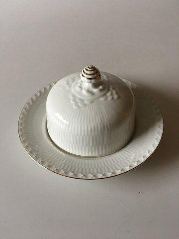 Royal Copenhagen Tradition Hvid Halvblonde m. Guld Kaviarskål / Smørskål No 502
