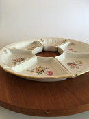 Royal Copenhagen Trelleborg Cabaret Schalen 6 Stück Nr. 1884. mit drehbarem Teakholz Tablett.