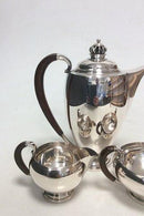 Theodor Sabroe Art Deco Danish Silver Coffee Set with Pot, creamer  and sugar bowl from 1942