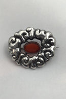 Thorvald Bindesbøll / Holger Kyster Sølv Broche med Rav