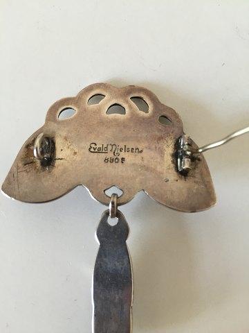 Tidlig Evald Nielsen Sølv Broche med Sten