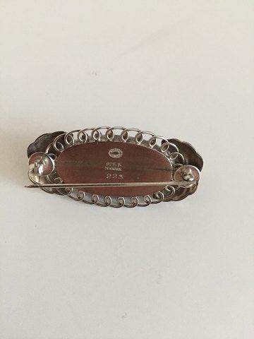 Georg Jensen Sterling Sølv Broche No 223 med Grøn Agat