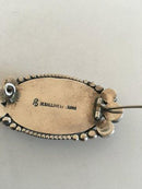 Mogens Ballin Sølv Broche med Rav og Røde Sten.