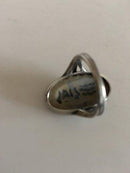 Royal Copenhagen Silber Ring mit Jais Nielsen Keramik Ornament verziert