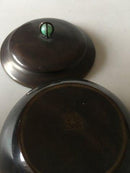 CHR R Bronze Bowl with Lid and Green Glass Stone