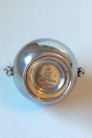 Georg Jensen Sterling Sølv Sennepskrukke med blå emalje No 724