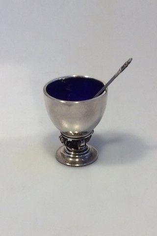 Georg Jensen キングスターリングシルバーマスタードボウル（エナメル＆スプーン） No 741