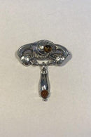 Peter Christian Jensen Art Nouveau Sølv Broche med Rav