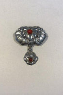 Bernhard Hertz Art Nouveau  Sølv Broche med Karneol