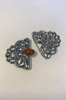 Dänische Jugendstil-Gürtelschnalle aus Silber mit Bernstein