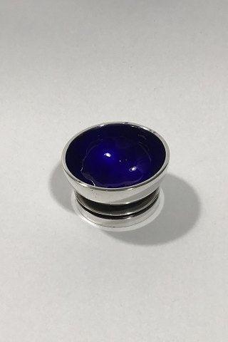 Georg Jensen Silversmiths Ltd Sterling Sølv Pyramide Saltkar No 632 (Blå emalje)