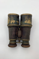 Old brass and leather binoculars 19th century