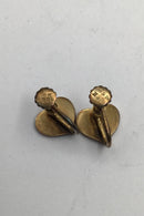 Hans Hansen Sterling Sølv Hjerte Øreringe (Skruer) Forgyldt