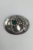Georg Jensen Sterling Sølv Broche No. 13 (Grøn Agat)