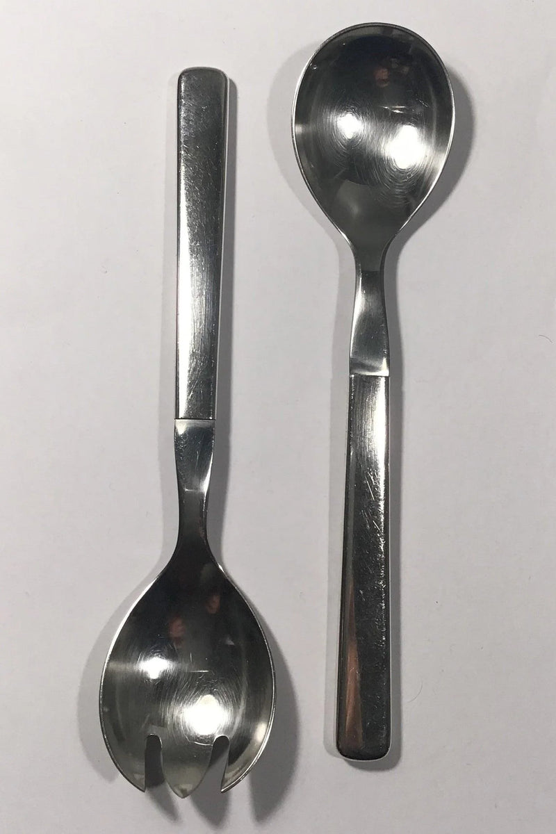 Georg Jensen Sterling Silver/Steel Ornamental Modern Salad Set