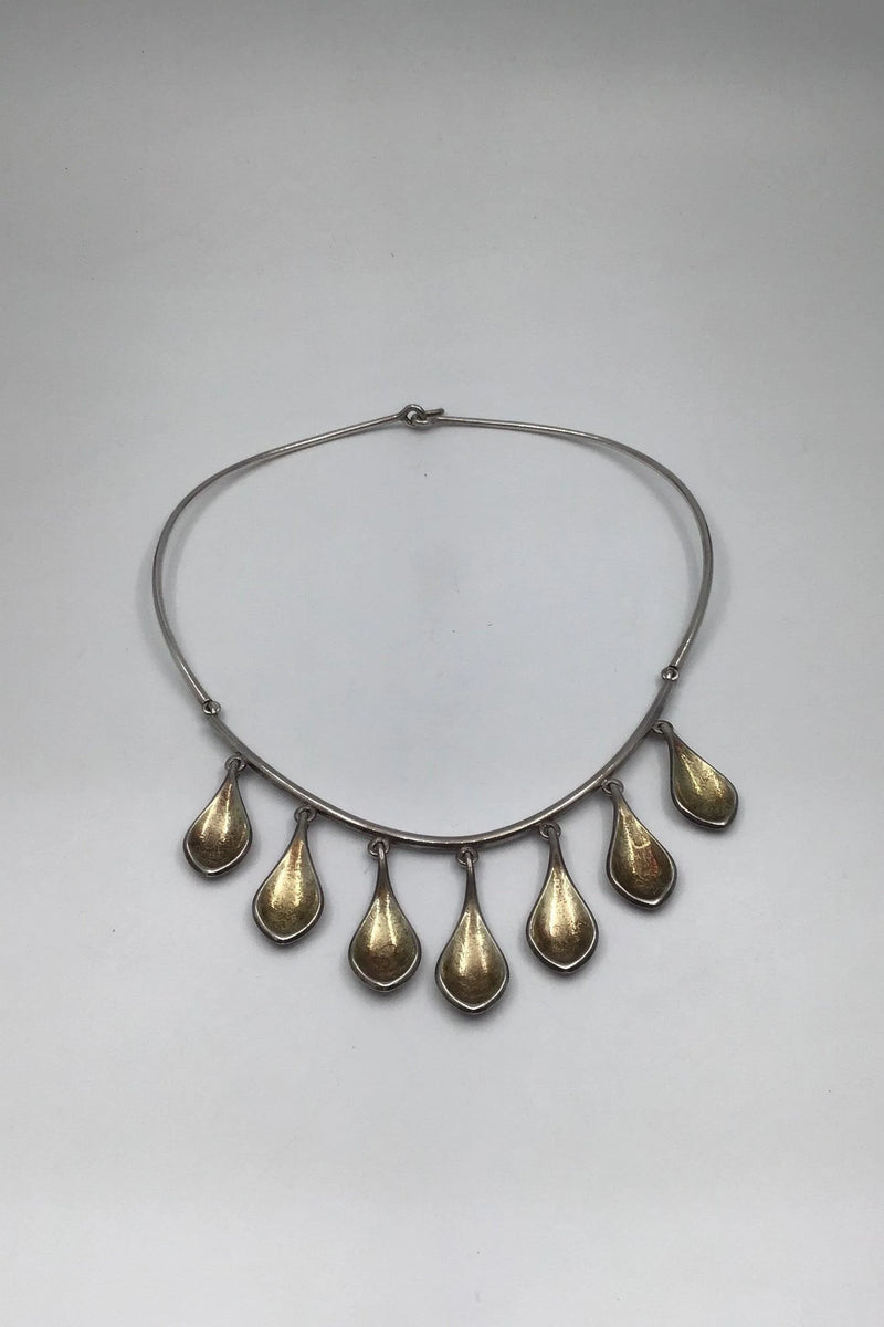 Hans Hansen Sterling Sølv Halskæde No 285 (Forgyldte dråber)