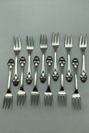 Sæt Dansk Arbejde (DTA) Sølv Kagegafler med Rav (12)