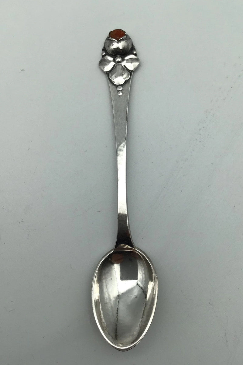 Sæt Dansk Arbejde (DTA) Sølv Kaffeskeer med Rav (12)