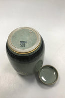 Royal Copenhagen Grüne Crackle Urne mit Blumendekoration mit Gold Nr. 5010/888