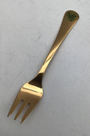 Georg Jensen Årskagegaffel 1989 Forgyldt Sterling Sølv med emalje.