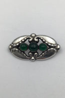 Georg Jensen Sterling Sølv Broche No. 156 Grøn Agat
