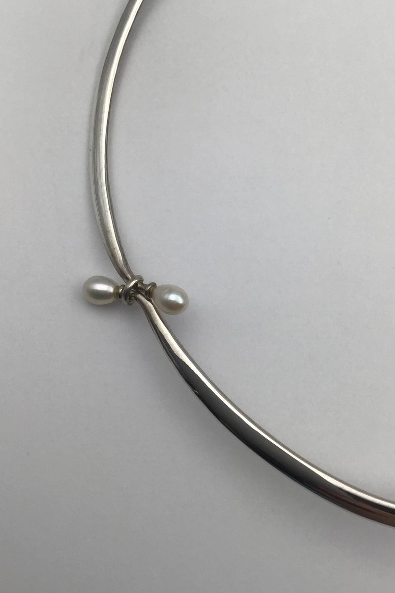 Georg Jensen Sterling Sølv Halsring No. 296 m Perler Torun