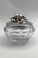 Georg Jensen & Wendel Sterling Sølv Magnolia Sølvlåg No. 2C og Baccarat Krystal Confiture Glas