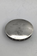 Norwegian? Silver Oval Pill Box Flower Motif