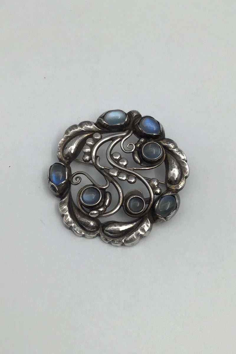 Georg Jensen Sterling Sølv Broche No. 159 Månesten