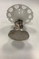 Antik Glas opsats med sølv bund i klar og hvidt glas