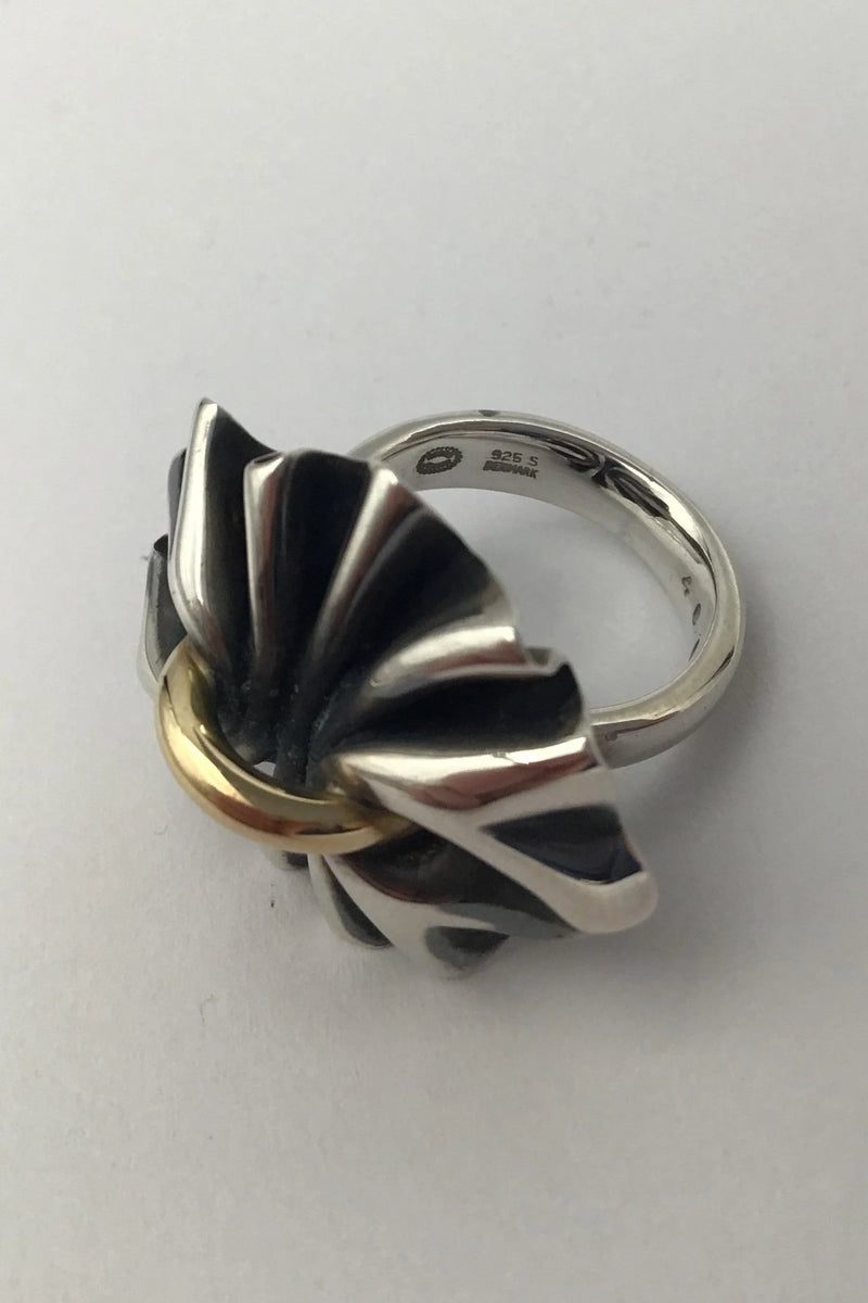 Georg Jensen Sterling Sølv / Guld Ring No. 400 Lene Munthe