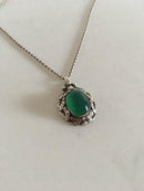 Georg Jensen Sterling Silver Chain and Penendant No 56 with Green Agat