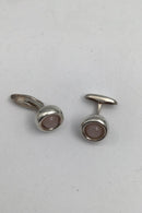 Georg Jensen Sterling Sølv Manchetknapper No 473 Sphere Rosa Quartz