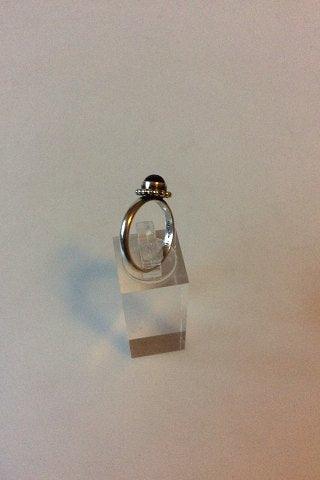 Georg Jensen Sterling Silver Ring 9B Moonlight Blossom with Purple Sto