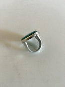 ジョージ ジェンセン スターリングシルバー リング No 90A グリーンアゲート入り。