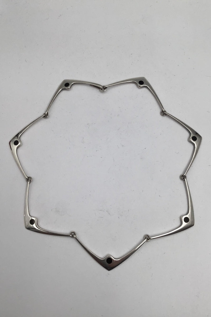 Hans Hansen Sterling Sølv Halskæde No 316 E. Sort Emalje