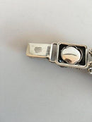 N.E. From スターリングシルバーにピンククォーツをあしらったブレスレット。