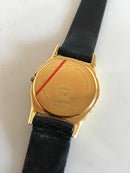 Ole Kortzau für Georg Jensen 18K Gold Damenuhr mit schwarzem Lederarmband Nr 1359