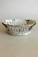 Royal Copenhagen Fuld Saksisk Blomst, oval frugtskål med gennembrudt kant. No 1581