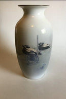 Royal Copenhagen Gulvvase af Porcelæn med dekoration af køer i landskab. Gotfred Rode