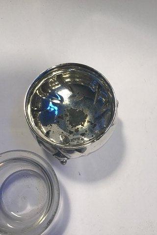 Skævknækket Saltkar Sølv med glas indsats