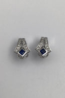 Danske 14 K Hvidguld Ørestikker m Safir & Diamanter - Danam Antik