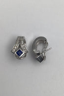 Danske 14 K Hvidguld Ørestikker m Safir & Diamanter - Danam Antik