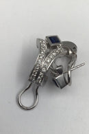 Danske 14 K Hvidguld Ørestikker m Safir & Diamanter - Danam Antik