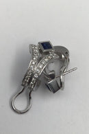 Danske 14 K Hvidguld Ørestikker m Safir & Diamanter - Danam Antik