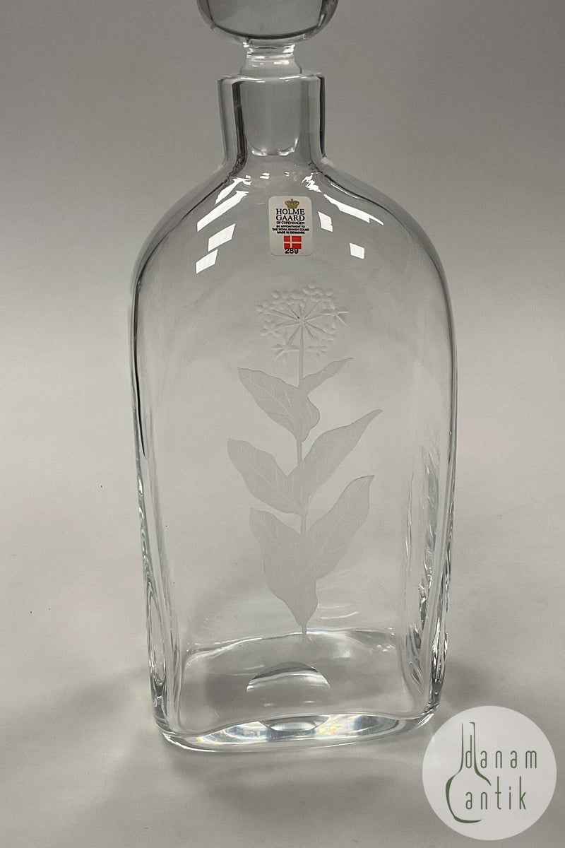 Holmegaard Karaffel i klart glas med gravering af plante